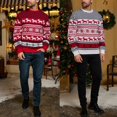 thumbnail image 2 of Familia Pareja Navidad Año Nuevo Suéter Alce Rayas Punto Holiday Jumpers Top, 2 of 5