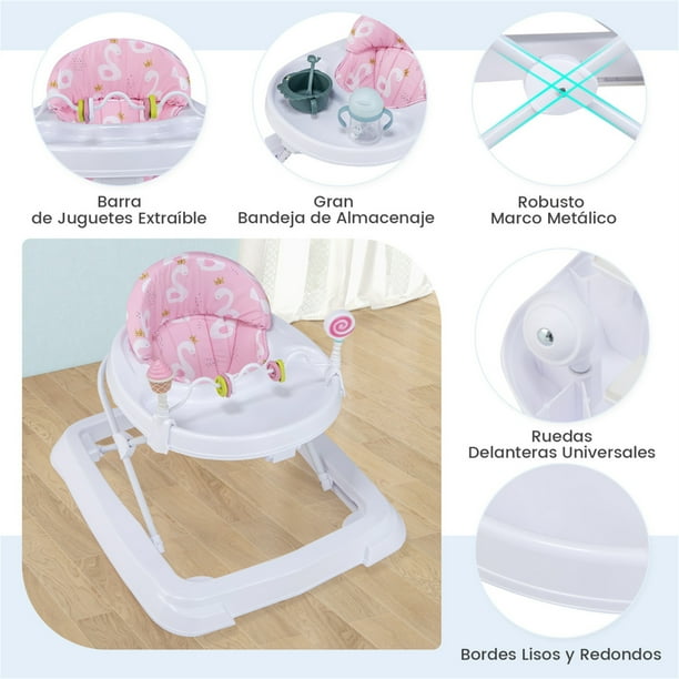 Costway Andador para Bebés Plegable con Ruedas Altura Ajustable a