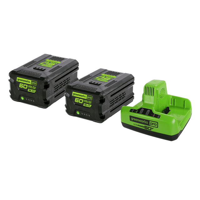 Greenworks 60V (2) 5.0Ah Batteries & Dual Port Charger Combo Kit