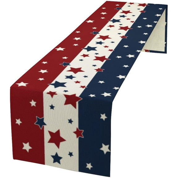 American Flag Stars and Stripes 4th of July Table Runner Memorial Day Dinner Table Runner Decor for Living Room Kitchen Holiday Home Party Decor 13x36in