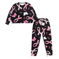 thumbnail image 4 of Yuyamidu Pink Ribbon Pajamas for Women Size 2XL Butterfly Long Sleeve Night Clothes Casual Sleep Set 2 Packs Women's Pjs Loungewear for Fall Winter Spring, Breast Cancer Awareness, 4 of 7