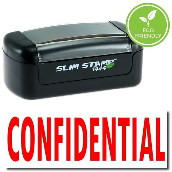 Slim Pre-Inked Confidential Stamp with Red Ink