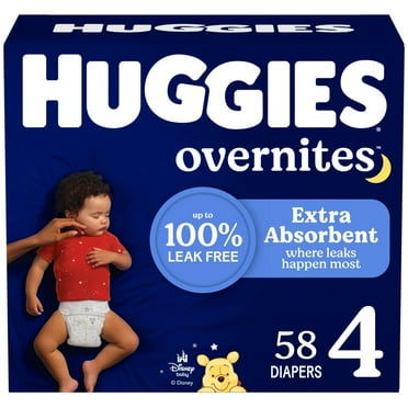 Huggies Overnites Nighttime Baby Diapers, Size 4 (22-37 lbs), 58 Ct Select for More)