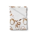 thumbnail image 2 of Coffee Soft Flannel Fleece Throw Blanket, Conceptual Watercolor Art with Beans and Spilled Java Drops Circular Stains, Cozy Plush for Indoor and Outdoor Use, 50" x 70", Pale Brown White, by Ambesonne, 2 of 5