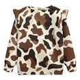 thumbnail image 6 of Xixirimido Brown Cowhide Print Soft Toddler Girls Long Sleeve Sweatshirt Ruffle Shoulder Graphic Pullover Crewneck Top for Cool Weather, for 7-8Y, 6 of 7