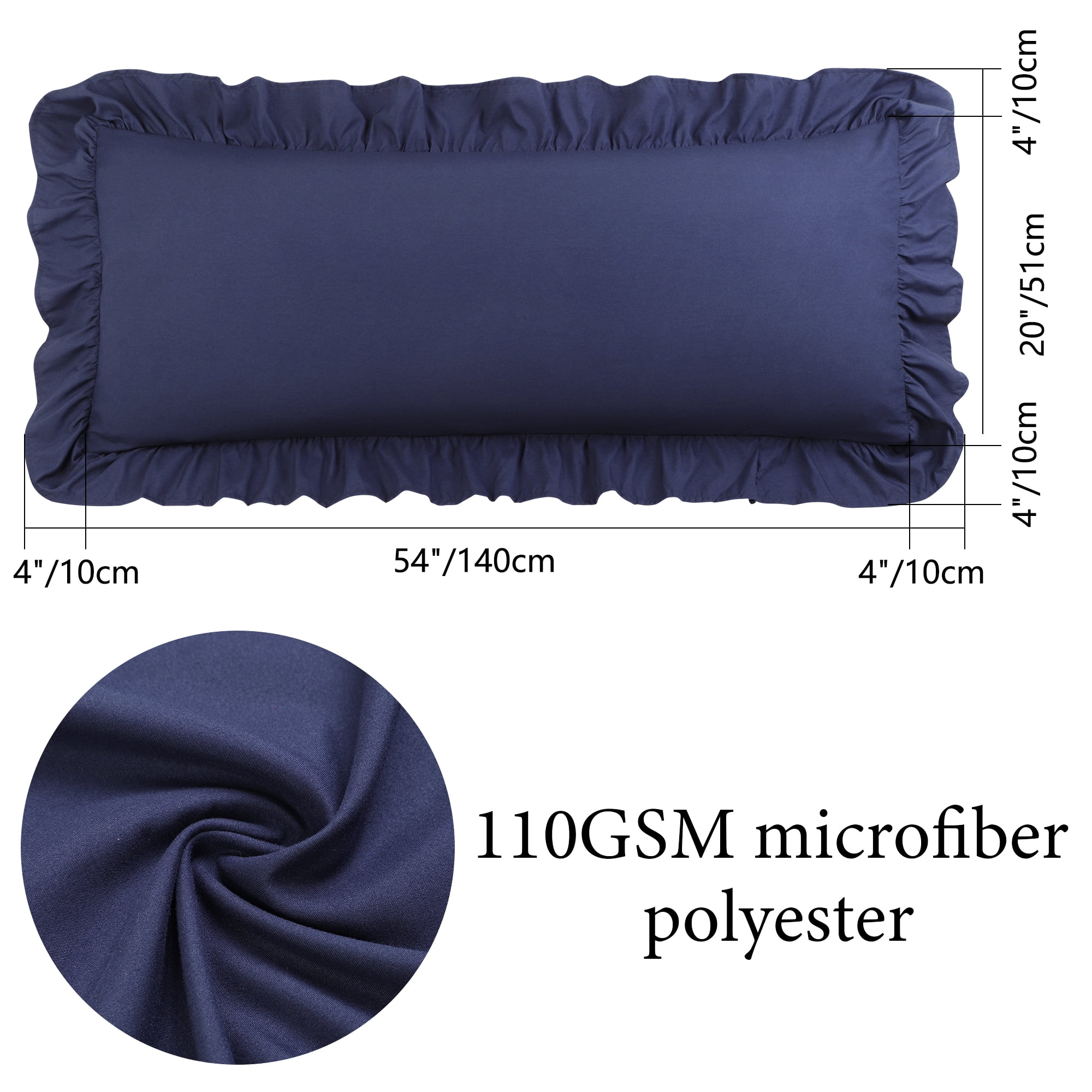 Unique Bargains Microfiber Ruffle Envelope Closure Body Pillowcases Navy Blue 20"x54"