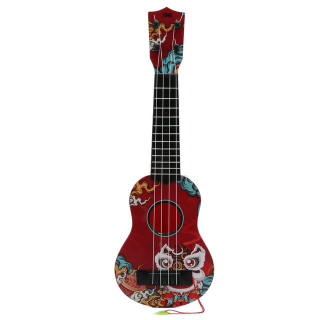 Ukelele de juguete para niños, mini guitarra de plástico, instrumento musical para niños en edad preescolar, regalo rojo