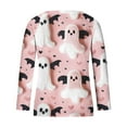 thumbnail image 4 of CLOISE Womens Halloween Shirts Fashion Halloween Ghost Graphic Tops Long Sleeve V Neck Raglan Shirts Flowy Tunic Comfy Blouses Boo Season Outfits Gift, 4 of 5