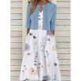 thumbnail image 2 of Ensemble Élégant de Robe à Imprimé Floral en Deux Pièces - Haut Court Uni et Robe à Col Ras du Cou pour Femmes - Stylé et Confortable, 2 of 7
