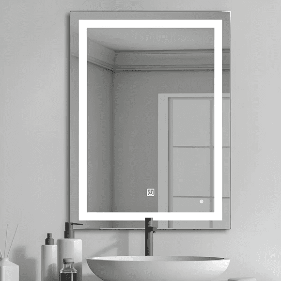 Espejo Rectangular para Pared con Iluminación LED Integrada y Sensor Touch - 52.5 x 37.5 cm / Pulgadas para Tocador y Baño