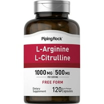 L-Arginine 1000mg Capsules | with Citrulline | 120 Count | Non-GMO, Gluten Free | by Piping Rock