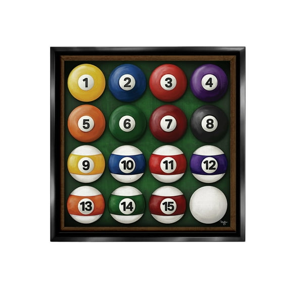 Stupell Industries Traditional Billiards Balls Sports Painting Black Floater Framed Canvas Art Print Wall Art, 18 x 18