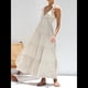 thumbnail image 4 of Vestido de Verano para Mujer, Informal, Sin Mangas, con Escote en V y Fruncido, para Playa. Albaricoque L, 4 of 10