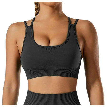 LARUYEKO Sports Bras for Women Padded Sports Bra Tank Top Sexy Crisscross Back High Longline Workout Yoga Bra Long Line Sports Crop Bra Women Yoga Tops Padded Sports Bra Workout Fitness Yoga Bra 2x