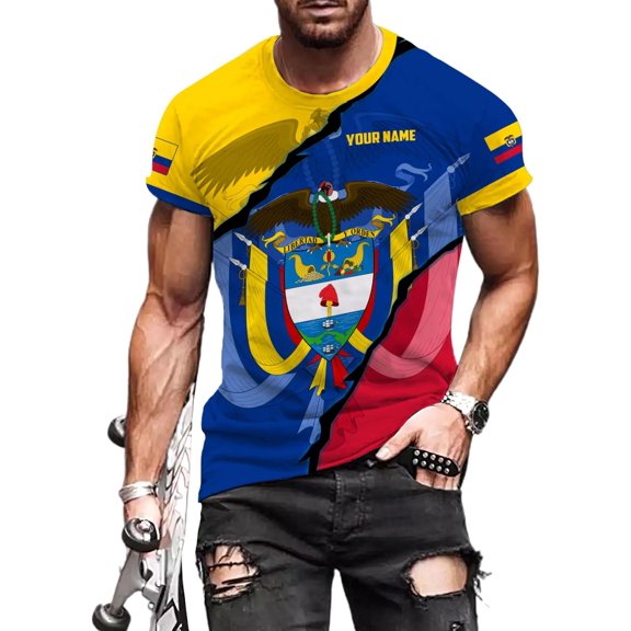 Personalized Colombia Shirt 3D, Custom Colombia Flag Shirts for Men Women, Colombian Pride T-Shirt, Unisex Shirt (S)