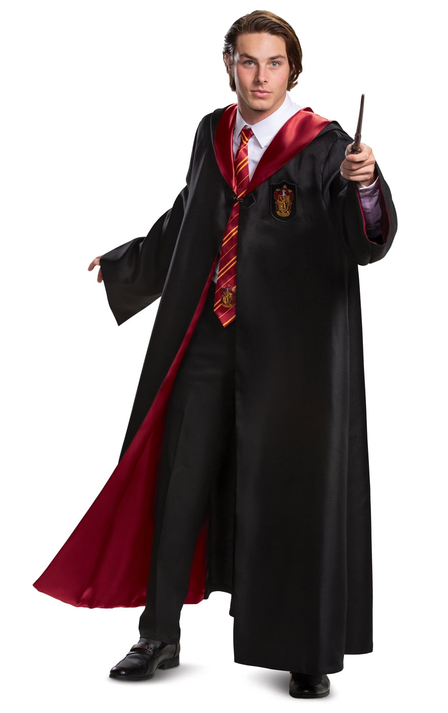 Harry Potter Robe Hogwarts One Size Fits Most Adult Unisex Black Gold Satin NWT 