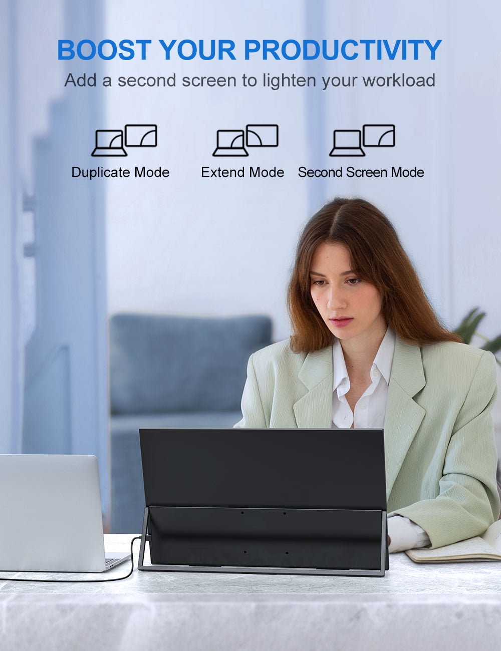 UPERFECT - Portable monitor 18.5" FHD 1080P 120HZ Gaming Monitor W/ Adjustable Stand USB-C Mini HDMI External Monitor