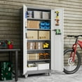 thumbnail image 4 of Aobabo Metal Garage Storage Cabinet with Wheels, Rolling Tool Storage Cabinet with 5 Adjustable Shelves and Pegboard for Home Office Utility Room,Required Assembly,Gray White 71" H×32" W×16" D, 4 of 11