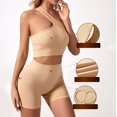 thumbnail image 6 of Afdoent Womens Workout Set Solid Color Yoga Suit Sports Vest Women's High Strength Shockproof Underwear Belly Holding Shorts Fitness Yoga 2 Piece Set Track Suits, 6 of 9