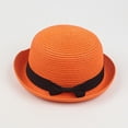 thumbnail image 2 of LRen Tea Party Hats for Women Elegant Women's Wide Brim Sun Hat for Beach Wedding Bridal Shower and Summer Outdoor Occasions Orange, 2 of 4