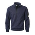 thumbnail image 4 of LNWUY Men's Quilted Sweatshirts Casual Long Sleeve Outdoor Stand Collar Pullover Checkered Zipper Sweatshirt Jacket Blue XL, 4 of 9