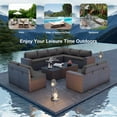 thumbnail image 3 of ALAULM 12 Pieces Outdoor Patio Furniture Set,Brown PE Rattan Sectional Patio Conversation Set with Gray Seat Cushions and 2 Coffee Tables, 3 of 7