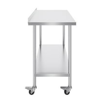 KFFKFF 24 x 60 x 40 Inch Stainless Steel Work Table, Commercial Food Prep Table with Wheels, Durable Metal Workstation with Adjustable Height for Kitchen, Home, and Hospitality Use