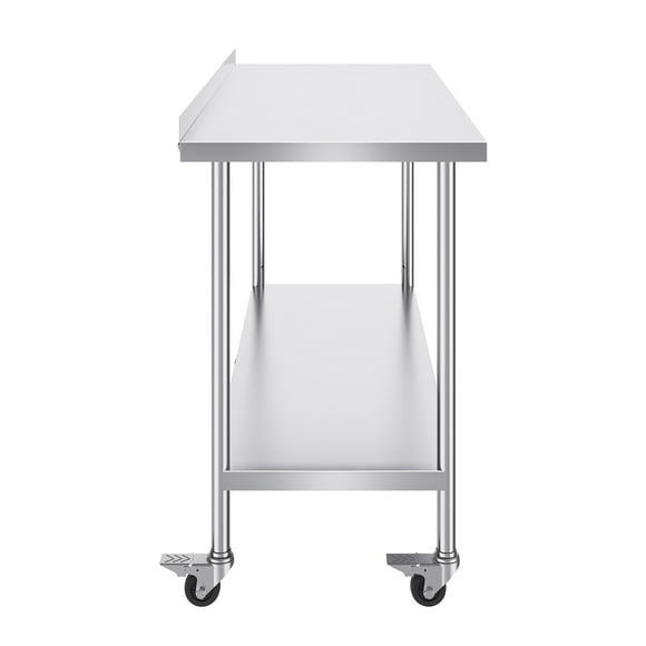 KFFKFF 24x60x40 In Stainless Steel Table, Commercial Kitchen Prep Station on Wheels, Durable Metal Utility Table, Adjustable for Restaurants, Homes, Hotels