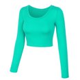 thumbnail image 2 of KOGMO Womens Long Sleeve Crop Top Solid Round Neck T Shirt, 2 of 8