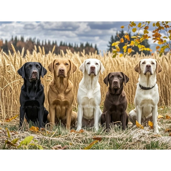 Five Labrador Retrievers Diamond Art 5D Diamond Painting DIY Kits Full Round Drill Bead Rhinestone by Number Stitch Handmade Arts and Crafts for Living Room Bedroom Home Wall Decor 12x16 inch