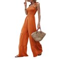 thumbnail image 4 of SAYOO Mono de Pierna Ancha de Verano para Mujer, Mameluco con Cuello de Barco de Color Sólido Sin Mangas con Lazo SAYOO Moda, 4 of 9