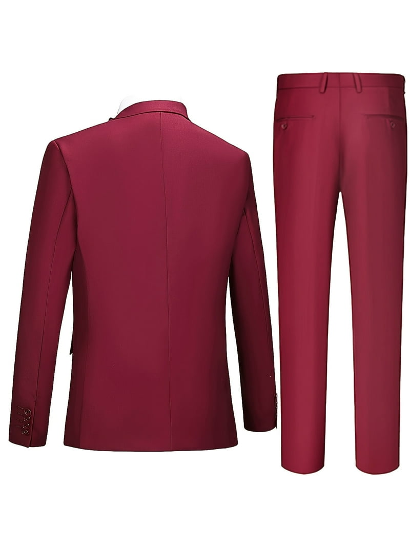 Beauty-Emily 4pcs Men Suit Tuxedo Vest Pants Bow Lapel Collar Solid Suit Formal Men Attire for Busniness Party Banquet Job Interview Classic Elegant