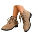 thumbnail image 2 of Bottes à la Cheville pour Femmes Leozcaa à Lacets, Bottines de Combat Plates, Talon Bas, Fermeture Éclair Latérale, Randonnée, Hiver, Bottines Courtes, 2 of 9