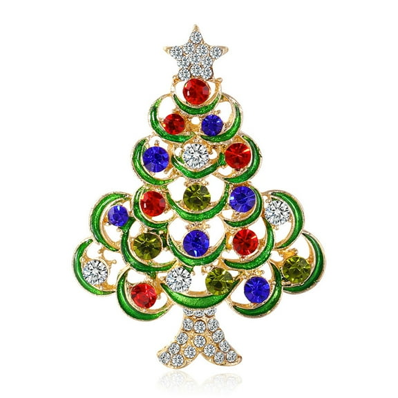 TINYSOME Retro for Rhinestone Brooches Shiny Christmas Tree Brooch Decoration Accessories
