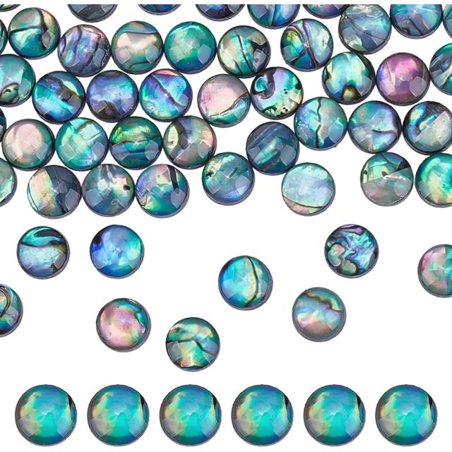 70 cabujones redondos de concha de abulón de 6 mm, cuentas planas y redondas para manualidades, tobilleras, collares y pulseras, 3,5 mm de grosor.
