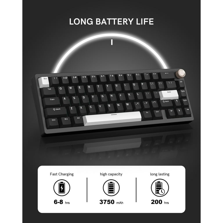 LQXQ SK65 V1 Tastiera Meccanica da gioco senza fili, Tastiera in Alluminio al 60%, Bluetooth 5.0/2.4GHz/USB-C cablata Hot Swappable retroilluminata RGB personalizzata per computer Mac, Argento