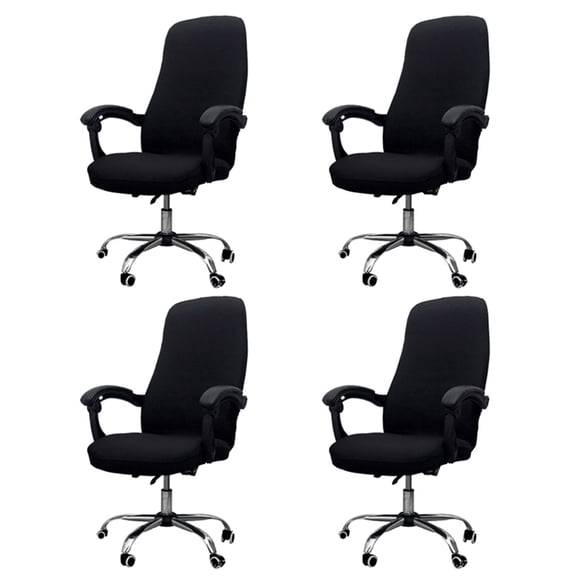 4X de Silla de Oficina de Silla de Oficina Elástica Siamesa Silla Giratoria (Negro)