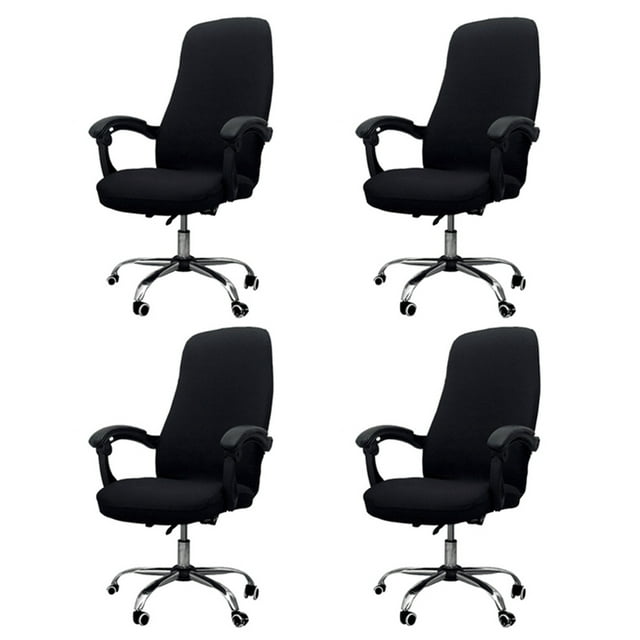 4X de Silla de Oficina de Silla de Oficina Elástica Siamesa Silla Giratoria (Negro)