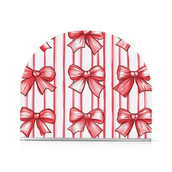 RMDQTR Napkin Holder Acrylic Napkin Holder for Table Kitchen Restaurant Living Room Home Decor Stylish Decorative Napkin Holder Fit 50-60 Napkins Red Bows