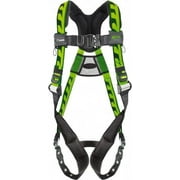 Miller 400 Lb Capacity, Size Universal, Full Body AirCore Single D-Ring Safety Harness Polyester, Tongue Buckle Leg Strap, Quick Connect Chest Strap, Black/Green