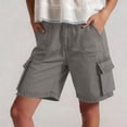 thumbnail image 2 of Tqcoqu Women's Casual Denim Cargo Hiking Shorts,Elastic Waist Knee Length with Multi Pockets,Gray Women's S-XXL, 2 of 9