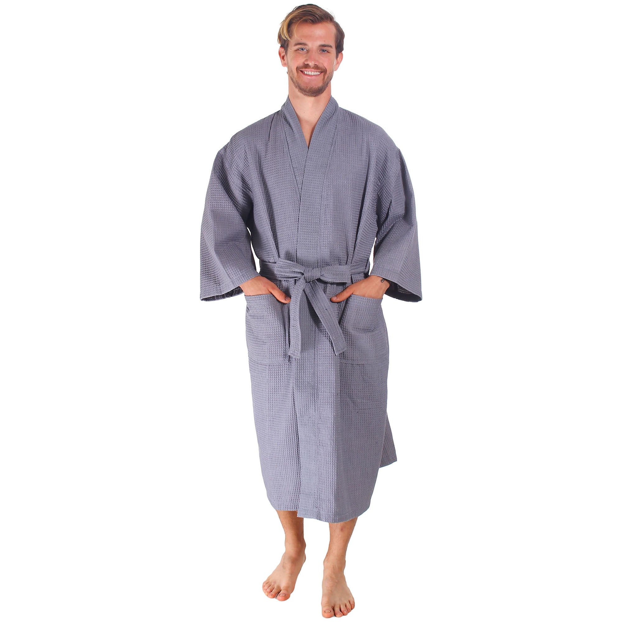 men's cotton waffle weave robe
