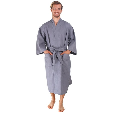 100% Cotton Lightweight Waffle Weave Kimono Robe Bathrobe,
