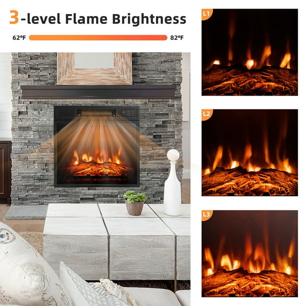 Gymax 18'' Electric Fireplace Inserts & Freestanding Adjustable