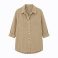 thumbnail image 7 of AherBiu Corduroy Shacket for Women Button down Shirt Lapel Collared Open Front Vintage Long Sleeve Tops with Pocket(Medium,Khaki), 7 of 7