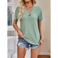 thumbnail image 5 of 2024 Tops for Women Trendy Button V-Neck Casual Short Sleeve, Women's Summer Tops, 5 of 8