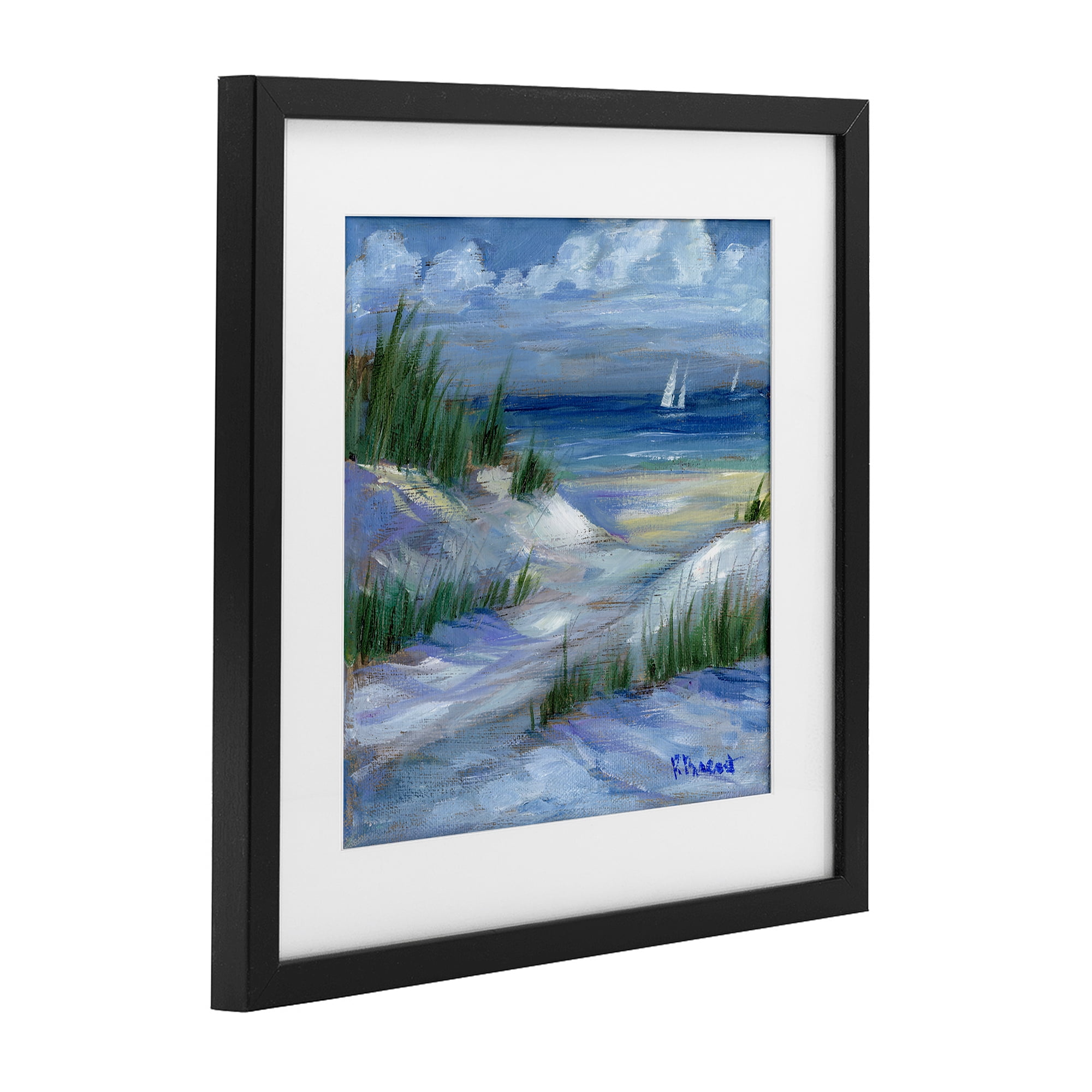 Stupell Industries Crooked Island Dunes & Sailboats Black Framed Print Under Glass, design by Paul Brent