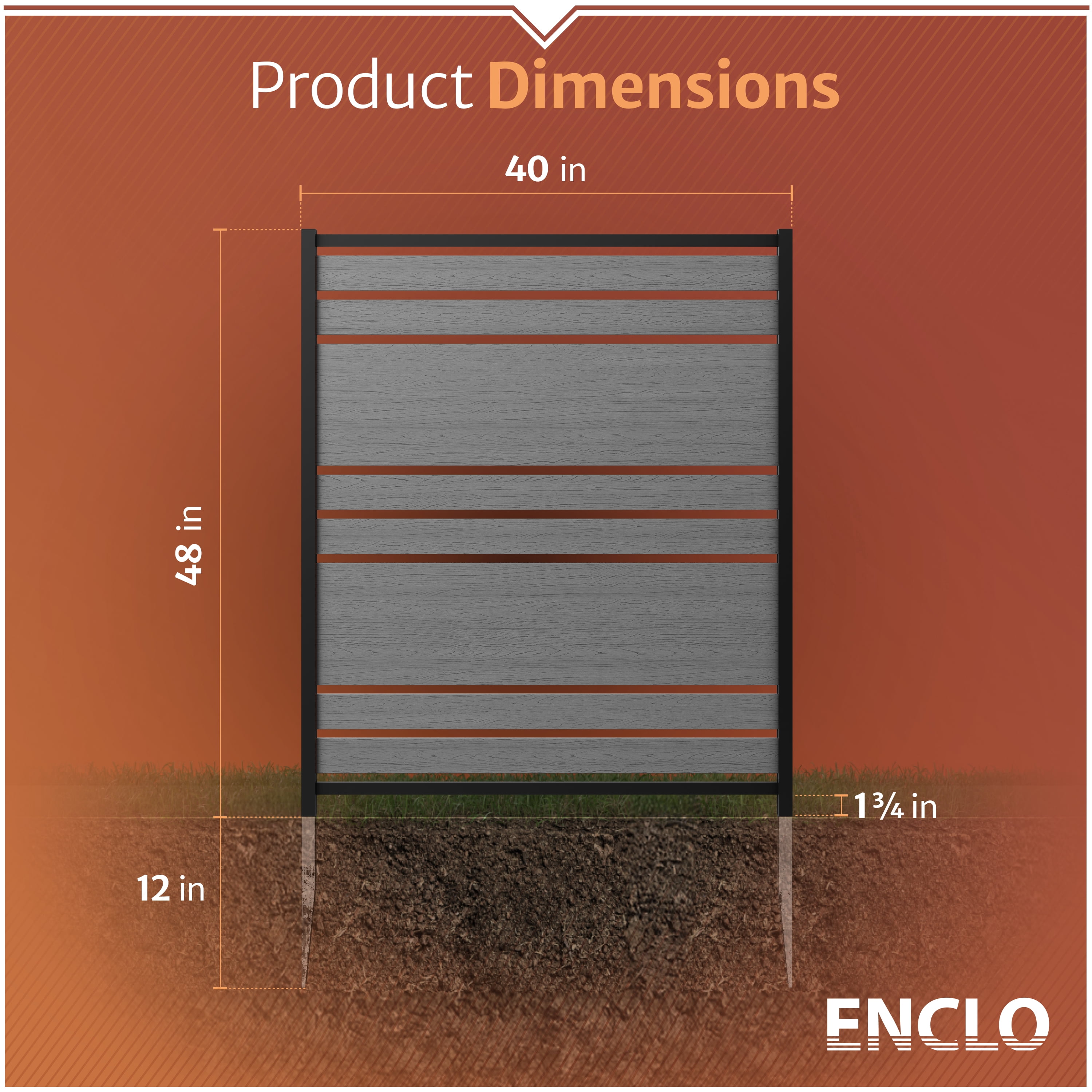 48in H x 40in W (2 Panels) No Dig Enclo Vienna Charcoal Color Privacy Screen, Outdoor Vinyl Privacy Fence Panel, Privacy Wall for Trash Cans & Air Conditioner Fence, Patio Privacy Screen, EC18018
