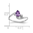 thumbnail image 2 of Solid 14k White Gold 6x4mm Pear Amethyst Purple February Gemstone VS Diamond Engagement Ring Size 8 (.03 cttw.), 2 of 3