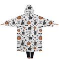 thumbnail image 2 of Oversized Wearable Blanket Hoodie,White Halloween Witch Pumpkin Pattern Sherpa Blanket Hoodie with Super Pockets,Super Warm Fuzzy Pullover for Women & Men, 2 of 6